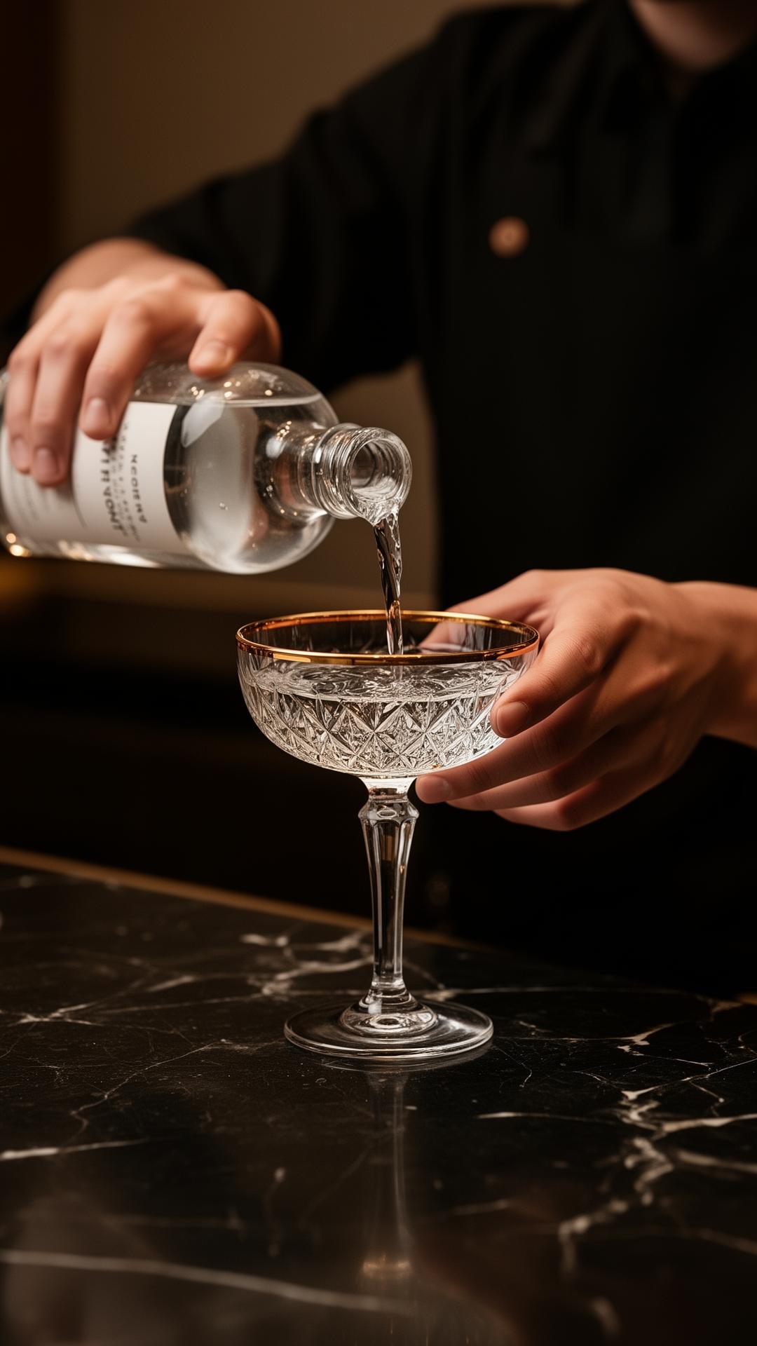 Bartender pouring a zero proof spirit